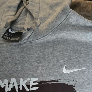 Nike Heather Gray Hoodie with White Logo